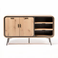 Wooden sideboard with open shelves and closed storage unit 120 x 40 x 70cm