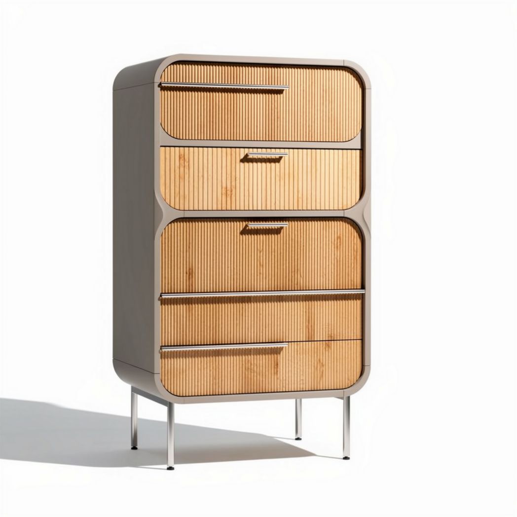 Wooden storage cabinet with four drawers and contemporary design 80 x 50 x 120cm