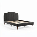 Upholstered bed frame with wooden slats in dark gray fabric 200 x 160 x 90cm
