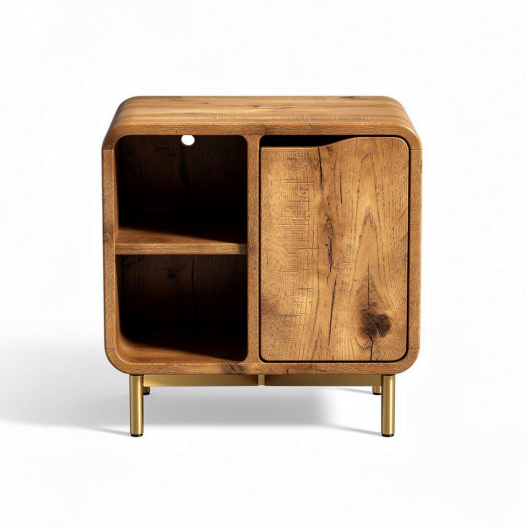 Wooden nightstand with storage compartment and open shelf 40 x 40 x 55cm