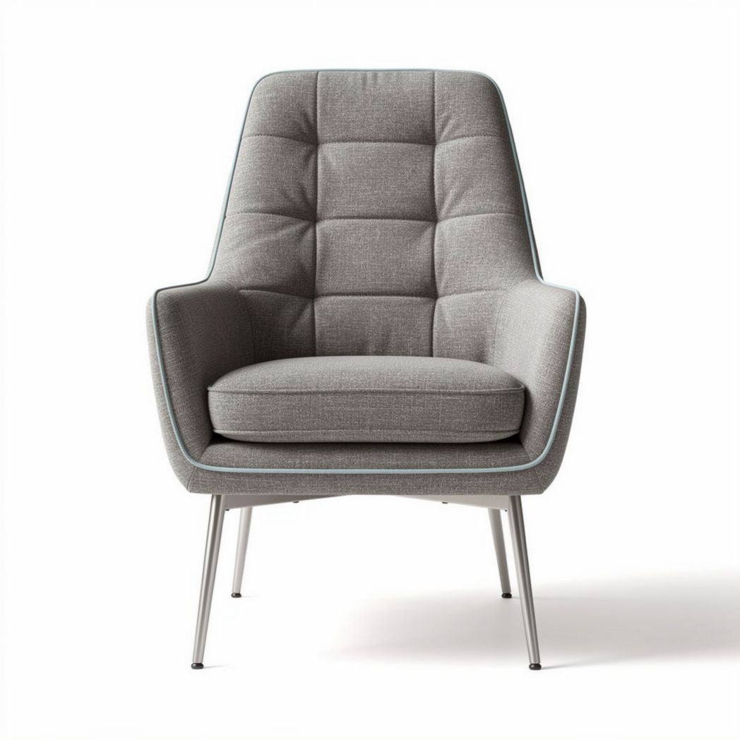 Pink upholstered armchair with tufted back and wooden legs 80 x 75 x 80cm