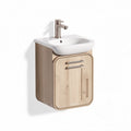 Wall-mounted bathroom vanity with sink and storage in light oak finish 60 x 45 x 90cm