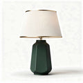 Green ceramic table lamp with fabric shade and gold accents 25 x 25 x 40cm