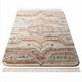 Machine woven area rug in beige and blue with fringe 240 x 170 cm