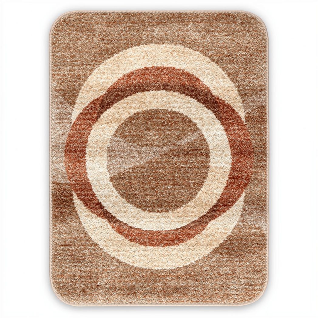 Textured area rug with circular design crafted from soft polyester 120 x 80 x 1cm