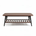 Modern wood coffee table with open storage shelf 120 x 60 x 45cm walnut finish